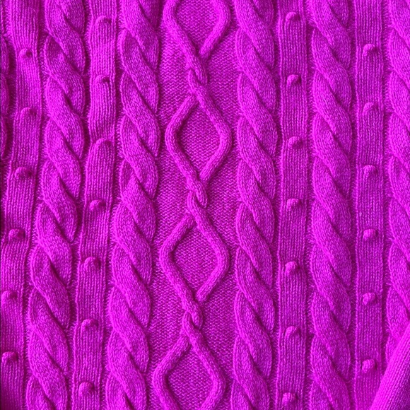 100% Cashmere Pink Cable Knit Turtleneck Sweater - Size LP - Picture 3 of 9